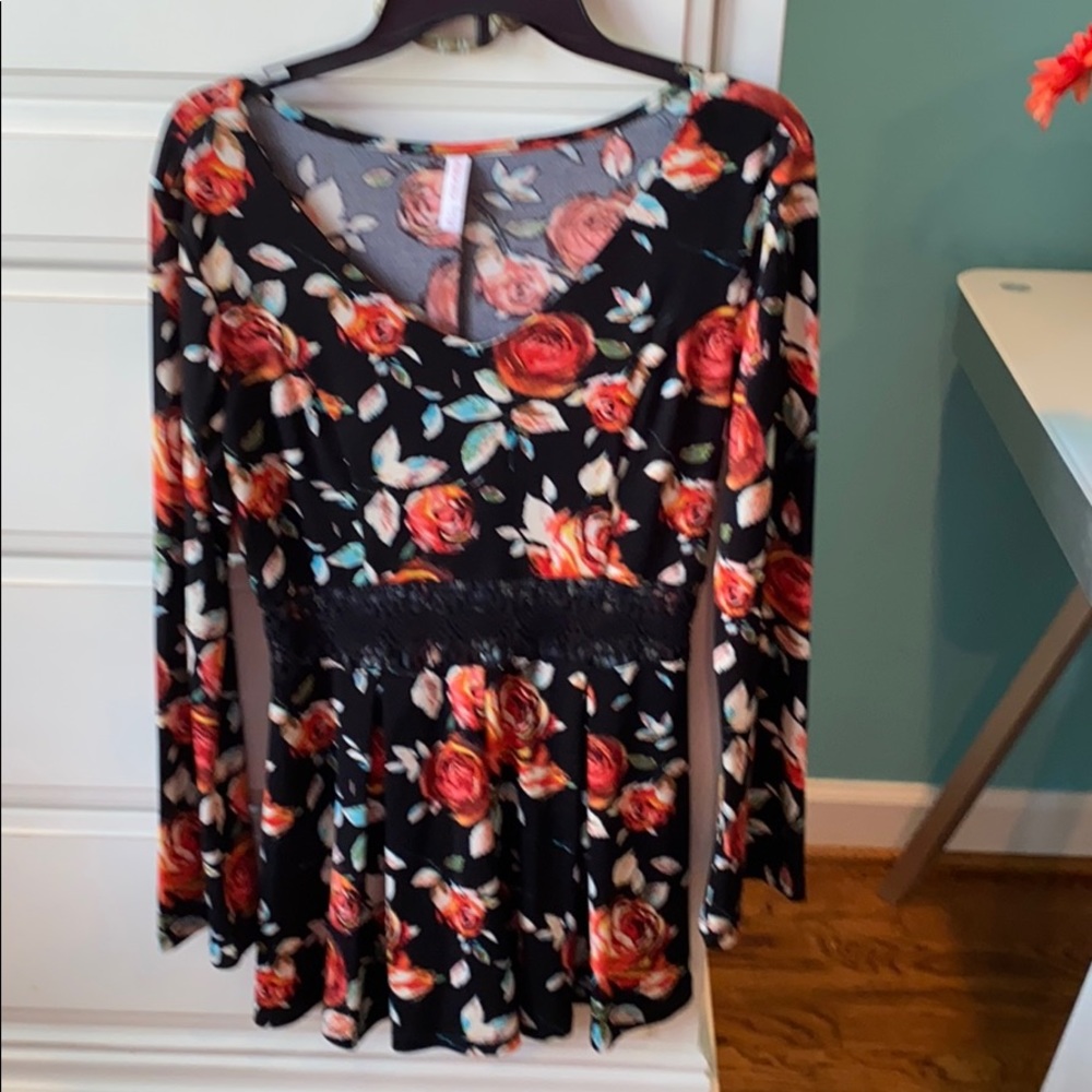 Black flowered romper